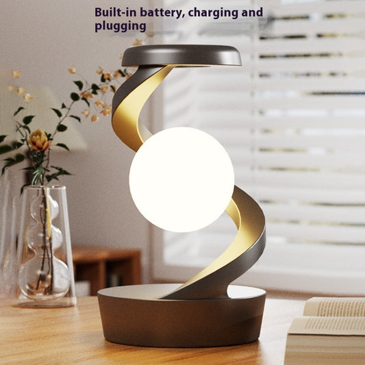 Black Rotating Moon Desk Lamp With Wireless Charging Sensor