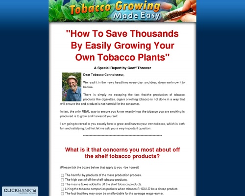 Tobacco Growing Made Easy – How to Grow your Own Tabocco and Roll Smoke at Home